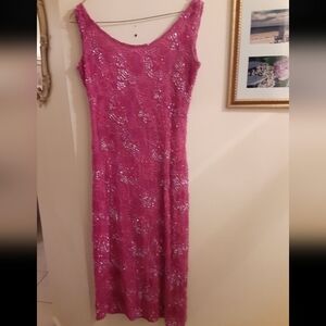 Sweelo vintage pink sequence floral dress